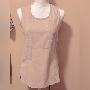 NWT SELENE SPORT Washable SILK TANK SHIRT , Stone/Khaki, Sz S